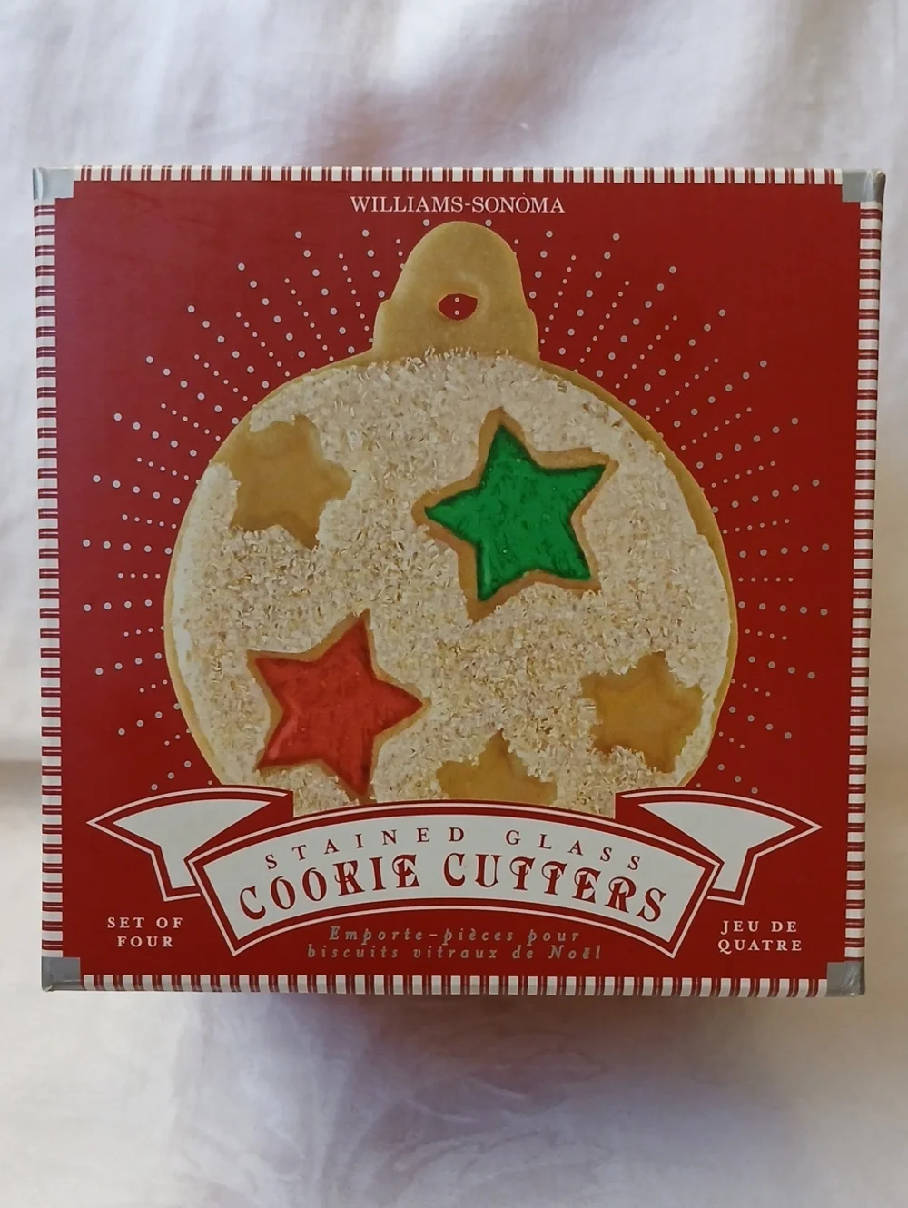 Williams Sonoma Stained Glass Cookie Cutters Christmas Ornaments Set Of 4